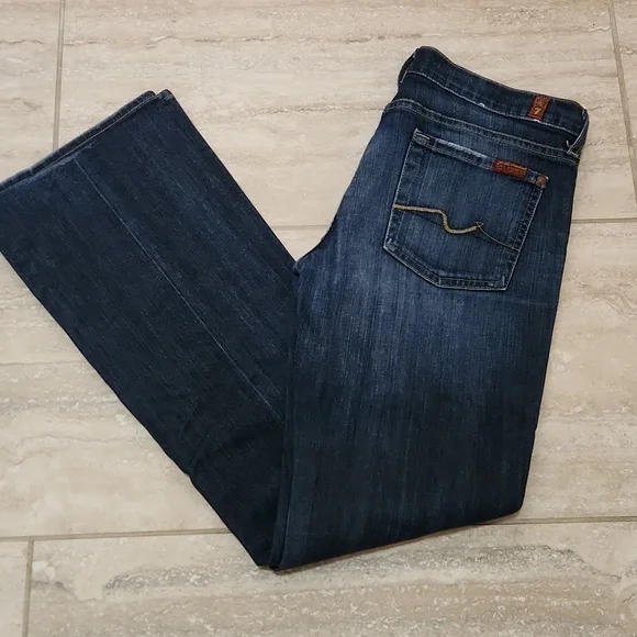 7FAM 7 FOR ALL MANKIND Bootcut Medium Blue Wash Boot cut Jeans 29 Denim Vintage - Picture 3 of 14